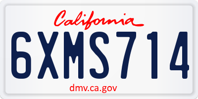 CA license plate 6XMS714