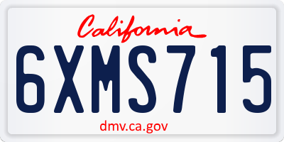 CA license plate 6XMS715