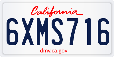 CA license plate 6XMS716