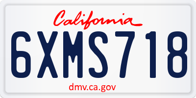 CA license plate 6XMS718