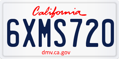 CA license plate 6XMS720