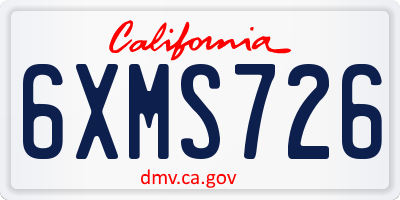 CA license plate 6XMS726