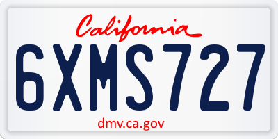 CA license plate 6XMS727