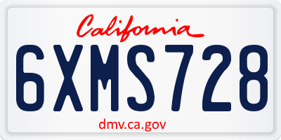 CA license plate 6XMS728