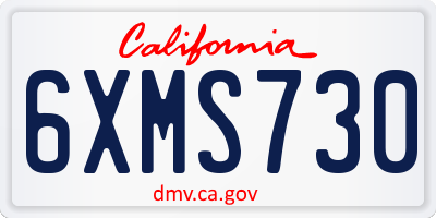 CA license plate 6XMS730