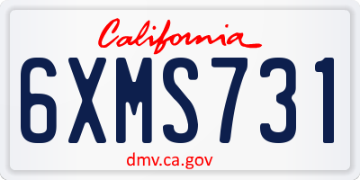 CA license plate 6XMS731