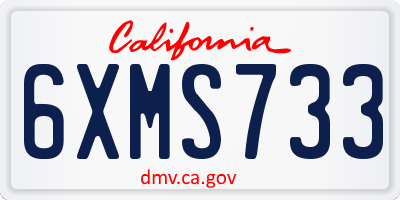 CA license plate 6XMS733