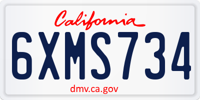 CA license plate 6XMS734