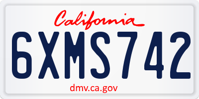 CA license plate 6XMS742