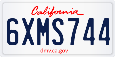 CA license plate 6XMS744