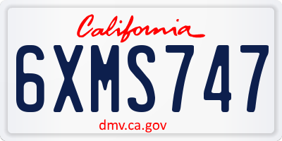 CA license plate 6XMS747