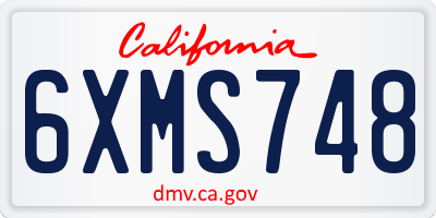 CA license plate 6XMS748