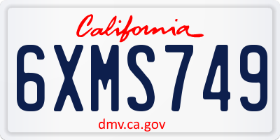 CA license plate 6XMS749