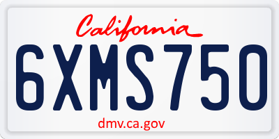 CA license plate 6XMS750