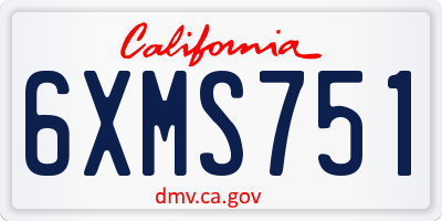 CA license plate 6XMS751