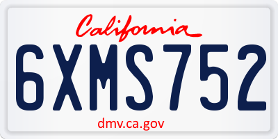 CA license plate 6XMS752