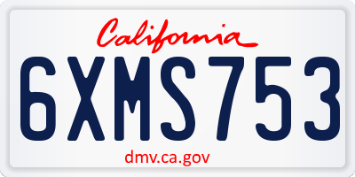 CA license plate 6XMS753