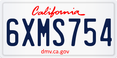 CA license plate 6XMS754