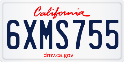 CA license plate 6XMS755