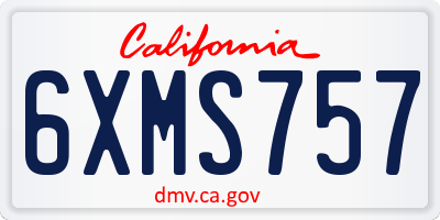 CA license plate 6XMS757