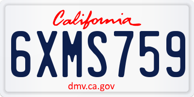 CA license plate 6XMS759