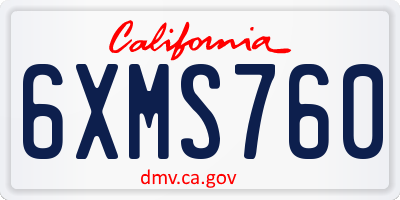 CA license plate 6XMS760