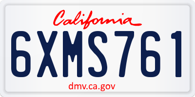 CA license plate 6XMS761