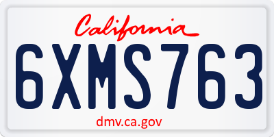 CA license plate 6XMS763