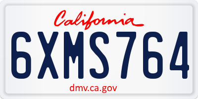 CA license plate 6XMS764