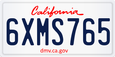 CA license plate 6XMS765