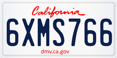 CA license plate 6XMS766