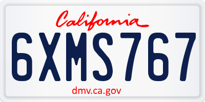 CA license plate 6XMS767