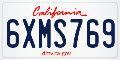 CA license plate 6XMS769