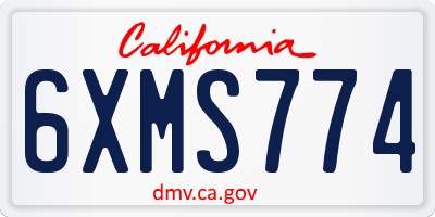 CA license plate 6XMS774