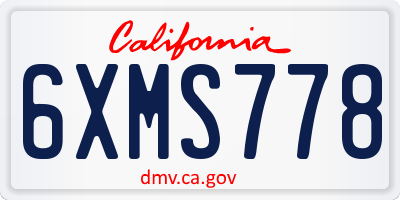 CA license plate 6XMS778