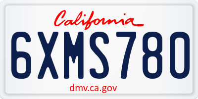 CA license plate 6XMS780