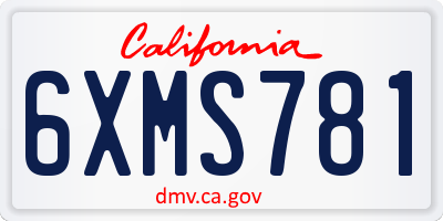 CA license plate 6XMS781