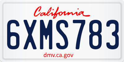 CA license plate 6XMS783
