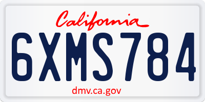 CA license plate 6XMS784