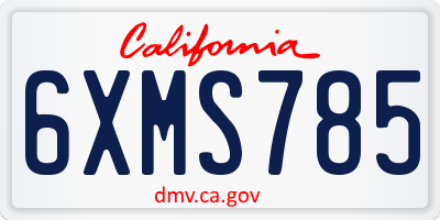 CA license plate 6XMS785