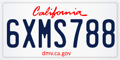CA license plate 6XMS788