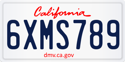 CA license plate 6XMS789