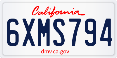 CA license plate 6XMS794