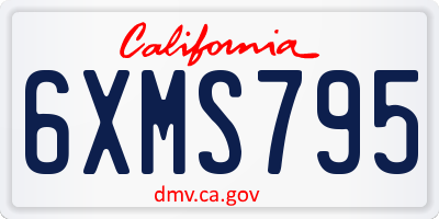CA license plate 6XMS795