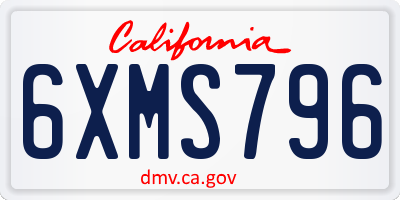 CA license plate 6XMS796