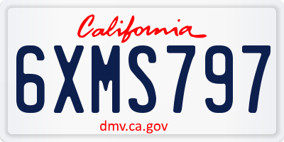 CA license plate 6XMS797