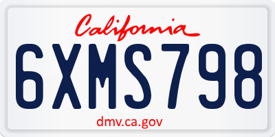 CA license plate 6XMS798