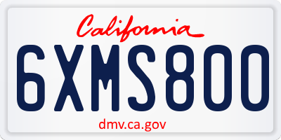 CA license plate 6XMS800