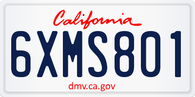CA license plate 6XMS801