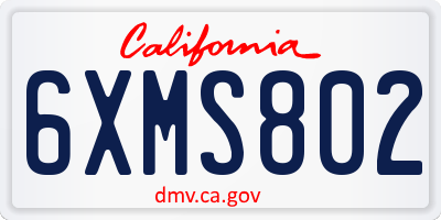 CA license plate 6XMS802